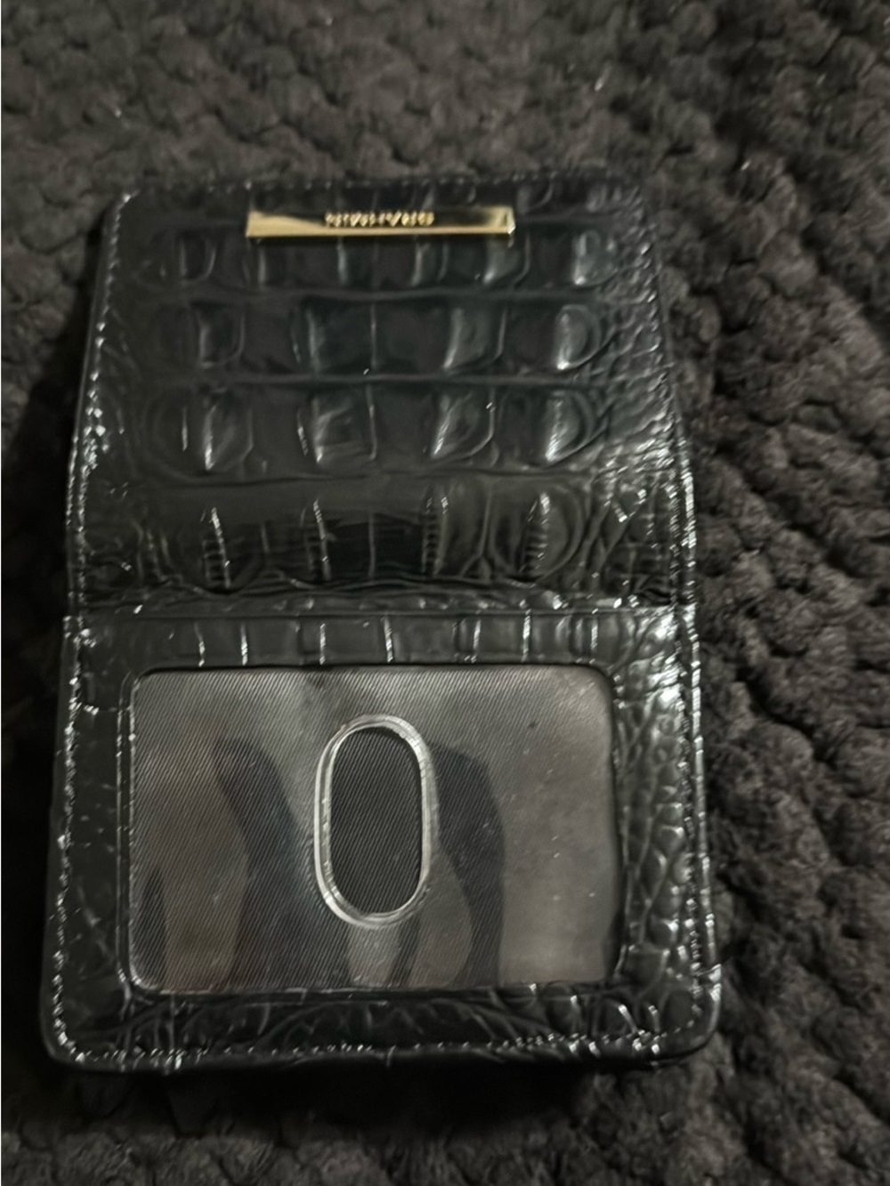 Brahmin Black with Burgundy Croc-Trim Wristlet - Picture 7 of 16